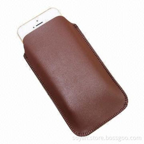 PU Leather Sleeve Case for Smartphone, Universal with Simple Designs, Customized Logos Accepted